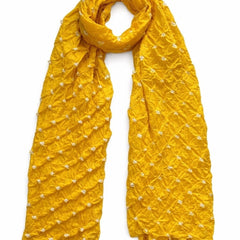 Mustard Yellow Bandhani Style Cotton Dupatta for Women