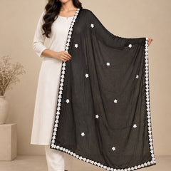 Women’s Chiffon Dupatta with White Floral Lace