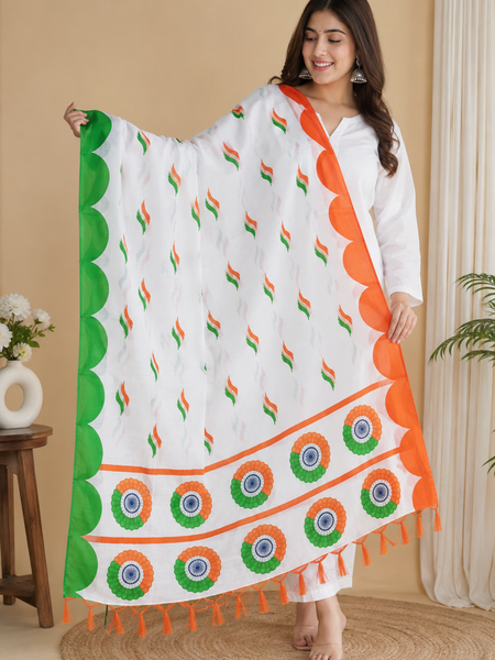 Indian Tricolor Printed Dupatta for Women