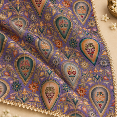 Chanderi Silk Rajwadi Printed Dupatta with Sequin Work & Decorative Border