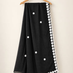 Women’s Chiffon Dupatta with White Floral Lace