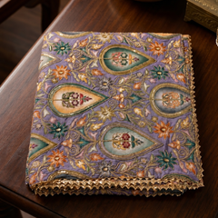 Chanderi Silk Rajwadi Printed Dupatta with Sequin Work & Decorative Border