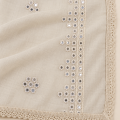 Cotton Dupatta with Sequin Mirror Work & Lace Border