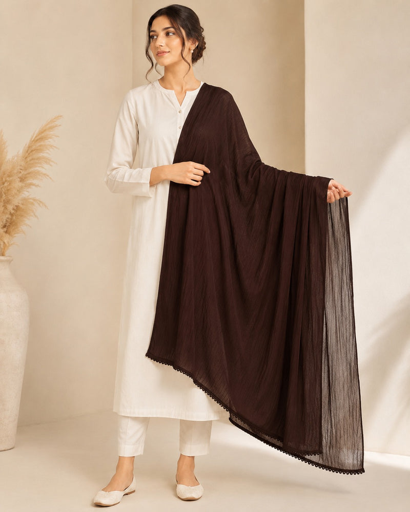 Women's Brown Chiffon Dupatta