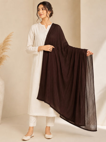 Women's Brown Chiffon Dupatta