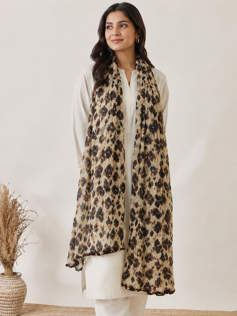 Premium Cotton Leopard Print Dupatta for Women