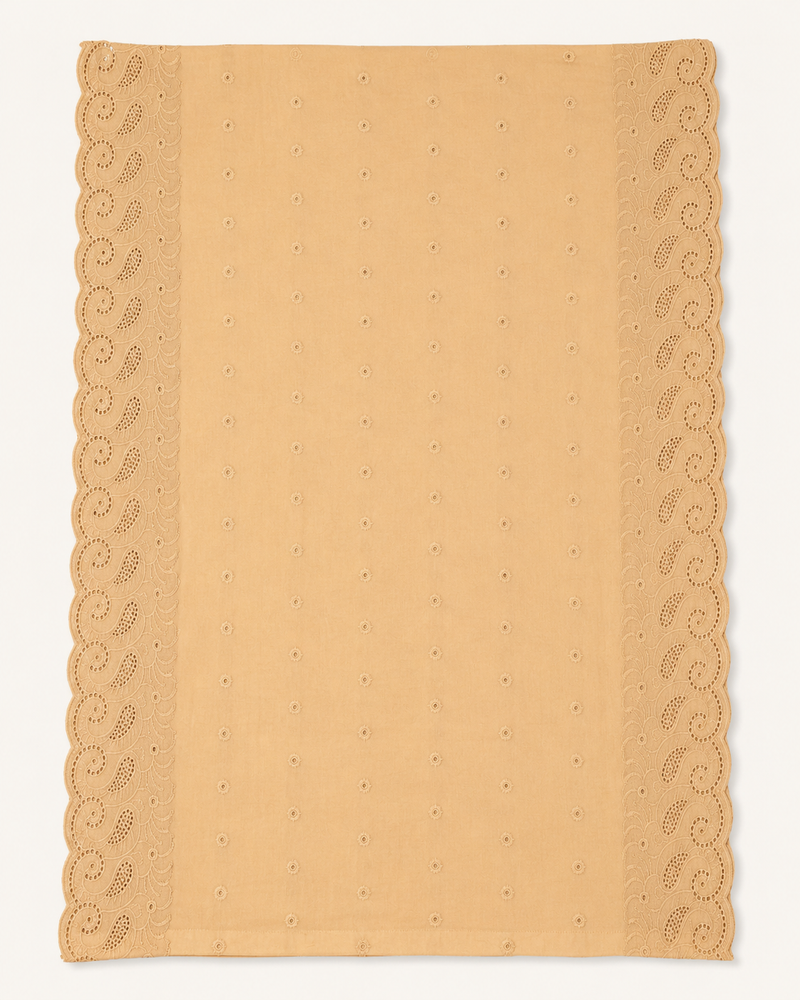 Women’s Cotton Thread Work Dupatta with Embroidered Paisley Cutwork Scalloped Border