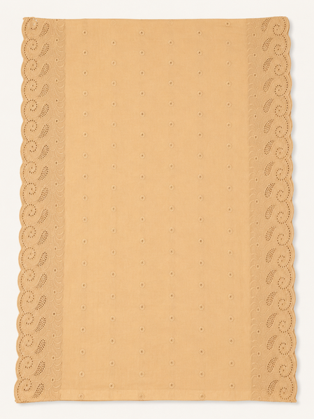 Women’s Cotton Thread Work Dupatta with Embroidered Paisley Cutwork Scalloped Border