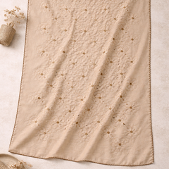 Elegant Thread Embroidered Scarf with Fine Floral Motifs and Soft Finish