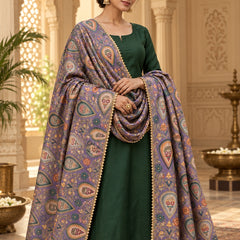 Chanderi Silk Rajwadi Printed Dupatta with Sequin Work & Decorative Border