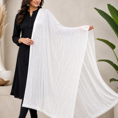 Women's White Chiffon Dupatta