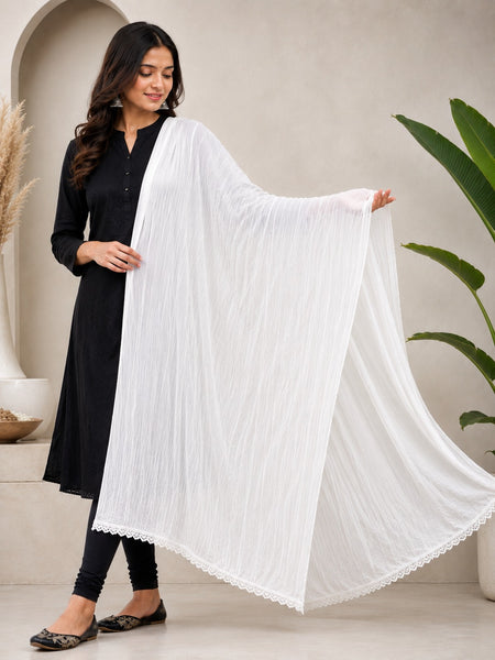 Women's White Chiffon Dupatta