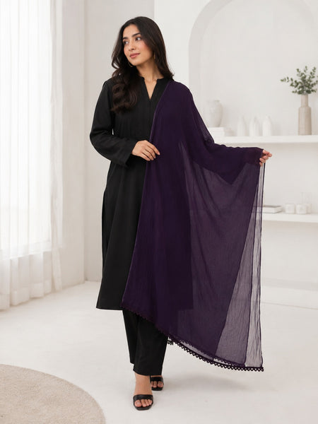 Women's Purple Chiffon Dupatta