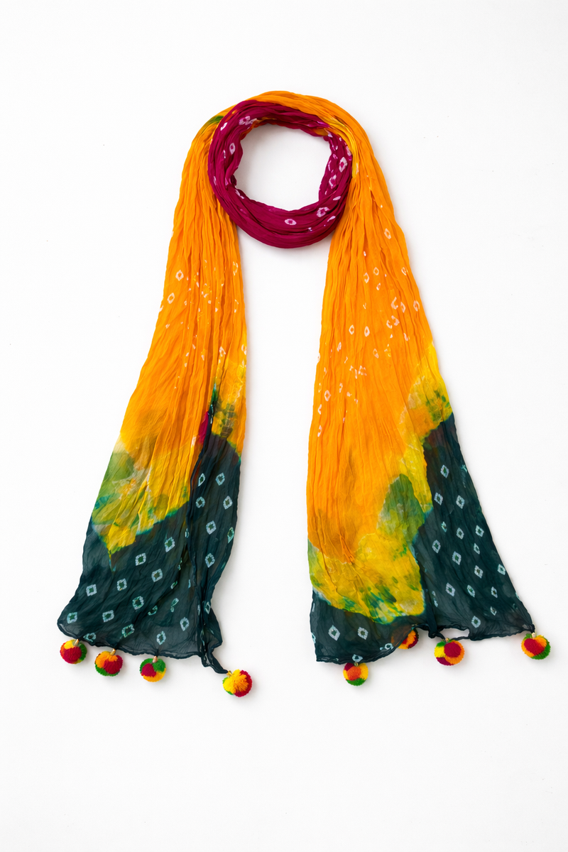 Chiffon Multicolor Bandhani Printed Dupatta