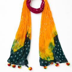 Chiffon Multicolor Bandhani Printed Dupatta