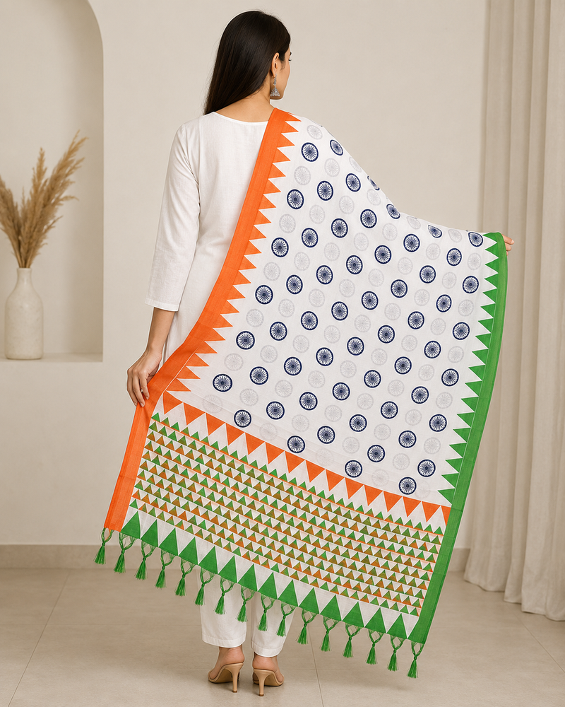Tricolor Printed Dupatta for Women