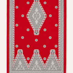 Women’s Red Art Silk Traditional Printed Dupatta with Contrast Border and Tassels