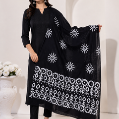 Women MOM Batik Printed Ethnic Dupatta(dark navy blue)