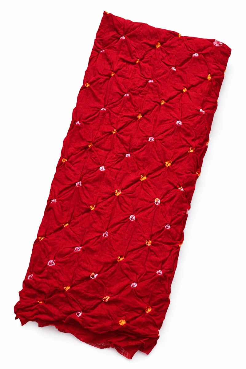 Red Bandhani Style Cotton Dupatta for Women