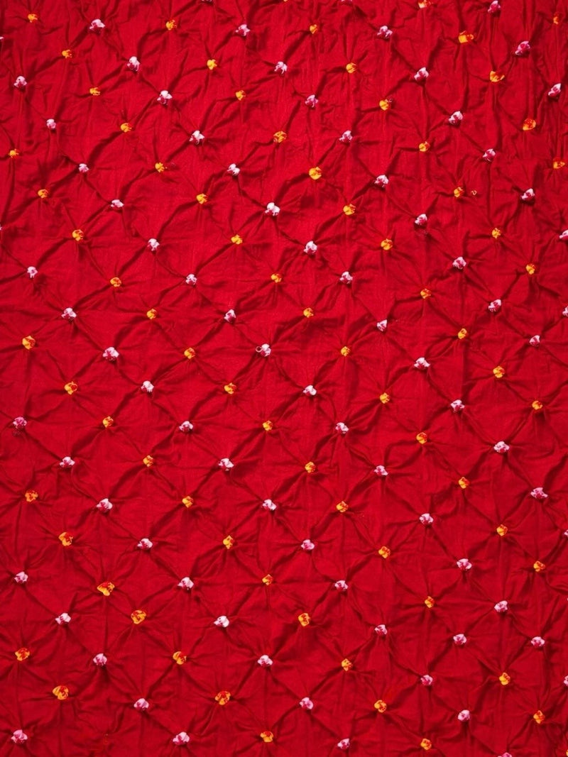Red Bandhani Style Cotton Dupatta for Women